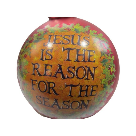Jesus Is The Reason For The Season Red Christmas Ornament EUC - Picture 6 of 10